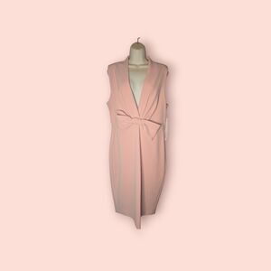 Badgley Mischka SC2145 Blush Pink Sleeveless Bow Front Wrap Cocktail Dress 12